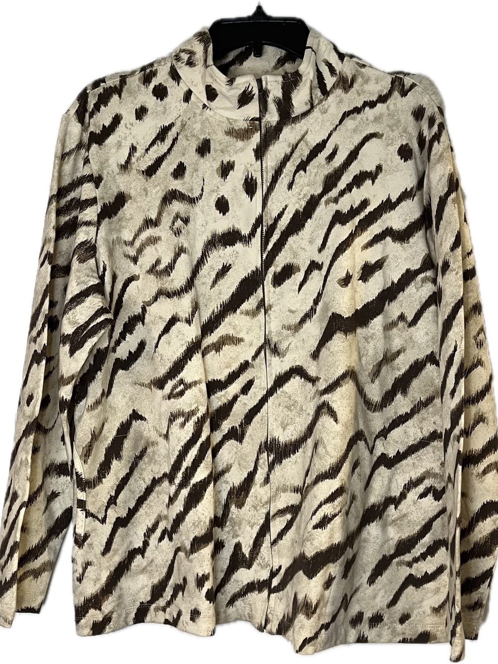 Additions by Chico's Neutral Animal-Print Knit Jacket